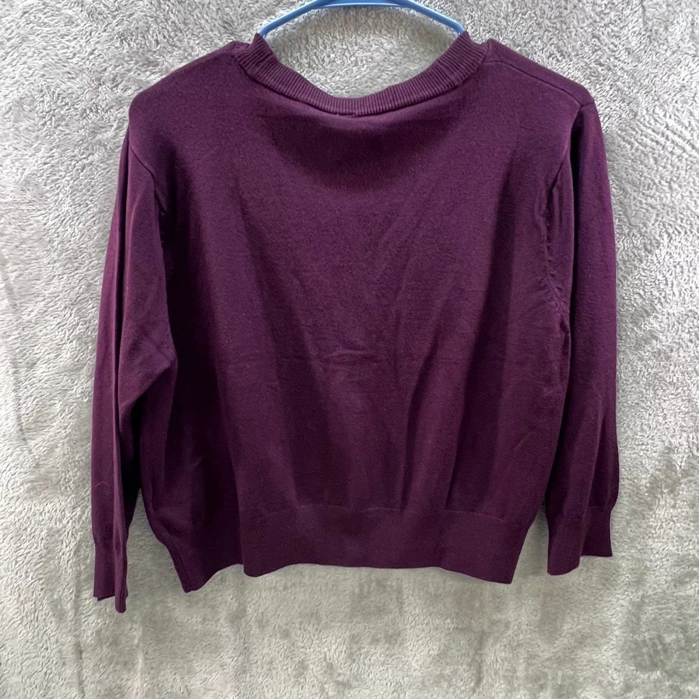 Zenana Outfitters 1X Purple V-Neck Button‎ Front Cardigan Layering Spring Fall